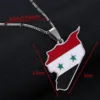 Stainless Steel Trendy Syria Map Flag Pendant Necklaces Syrians Map Women Jewelry 3