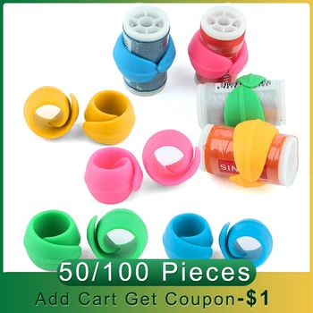 

50/100Pcs Soft Silicone Thread Spool Savers Clip Embroidery Sewing Machine Supplies