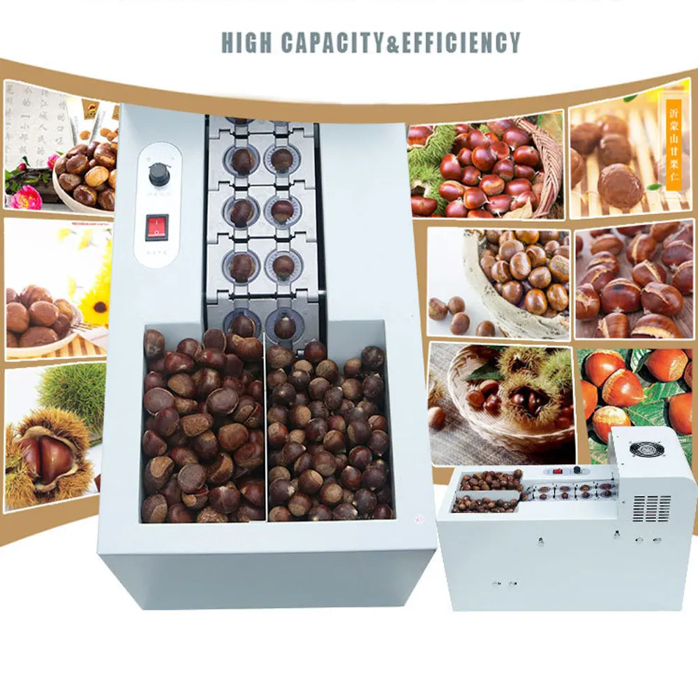 Automatic electric chestnut shell opening machine hazelnut slitting machines single/double chain link nuts mouth cutter machine