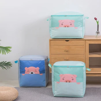 

1Pcs Cartoon Printing Quilt Blanket Bags Multi Purpose High Capacity Clothes Storage Bag Home Organizer