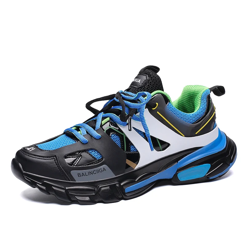 Blue YHKLERZU Мода мужские кроссовки 9908, на толстой подошве, мужская обувь на платформе знаменитости Коренастый папа кроссовки с волнообразным краем; zapatos de hombre tenis masculino; большие размеры - Цвет: Blue