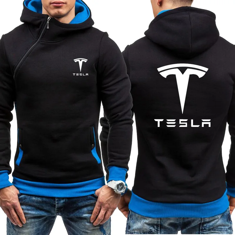 Мужские толстовки Tesla Car с принтом логотипа Повседневная Хип-Хоп Толстовка Harajuku Флисовая теплая толстовка с капюшоном мужская молния куртка