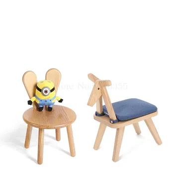 

Solid wood small bench cartoon wooden stool child learning chair baby dining chair rabbit ear stool