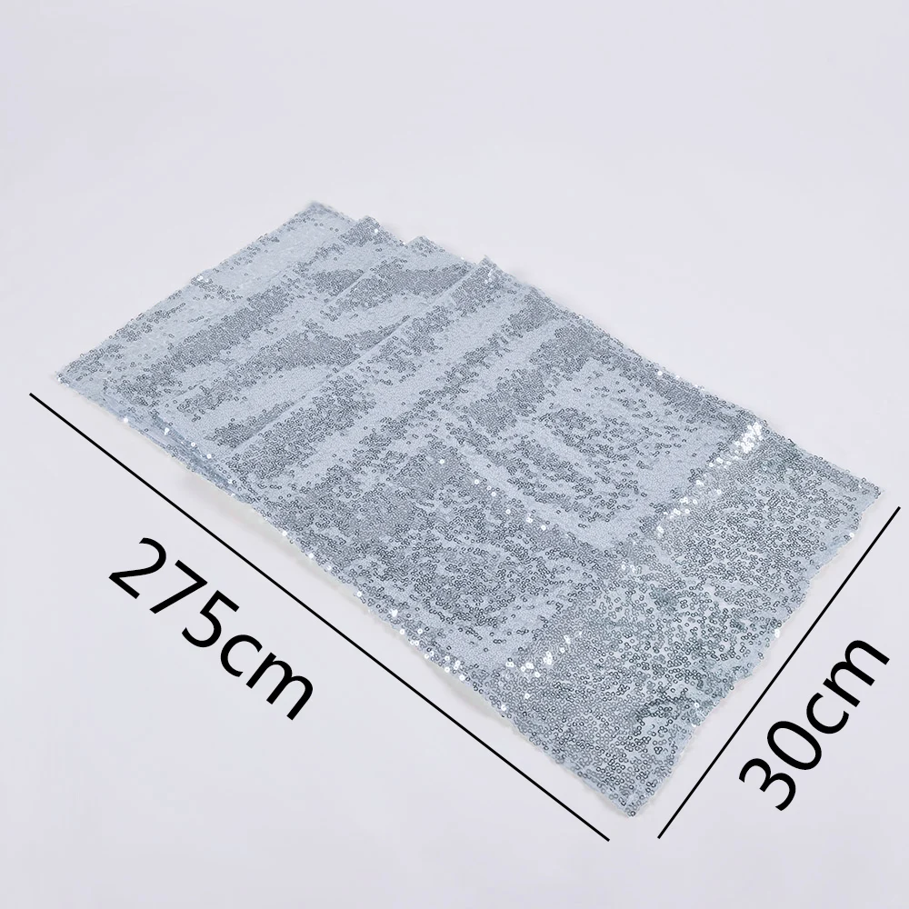 Silver 30cmx275cm Прямоугольная скатерть с блестками для украшения стола, роскошный стиль, скатерть с блестками для дома, свадьбы, рождественской вечеринки, украшение стола - Цвет: Silver 30cmx275cm