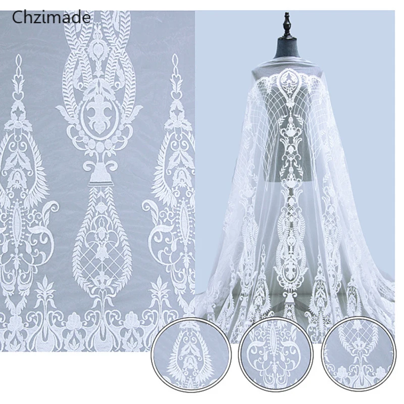 Lychee Life 1 ярд полиэстер сетки цветочный узор вышитая сетка 3D кружевная ткань цвета слоновой кости для свадебного костюма Diy Швейные аксессуары