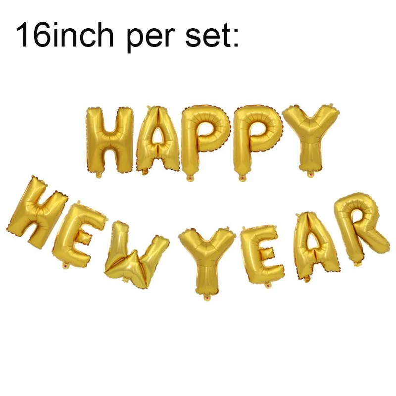 gold happy new year Розовое золото серебро золото счастливый год шары из фольги в виде букв для всех Год Вечерние Globos Merry Christmas Baloon - Цвет: gold happy new year