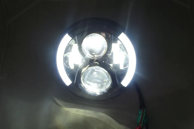 2 шт. 80 Вт 7 &quotHalo светодиодные фары круглые дюймов H4 Hi/Low Beam янтарные Светодиодные