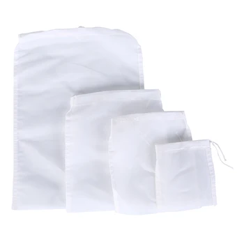 

1Pc Fine Nylon Mesh Food Strainer & Cheese Maker Reusable Commercial Food Grade Coffee Tea Filter Nut Milk Bag