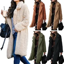 Пальто женское из искусственного меха, пальто для женщин, зима, элегантная теплая мягкая меховая женская куртка, плюшевое пальто, женская повседневная однотонная длинная верхняя одежда