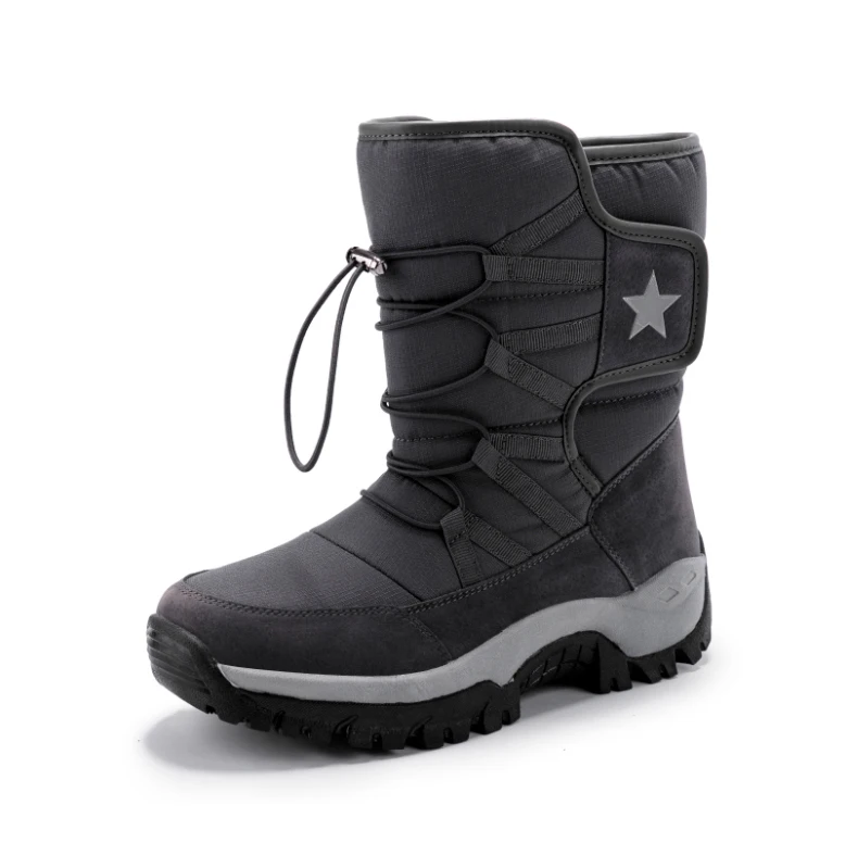 Unisex Snow Boots Warm Push Boots Waterproof Non-slip Winter Boots Thick Leather Platform WoMen Warm Shoes Large Size35-46