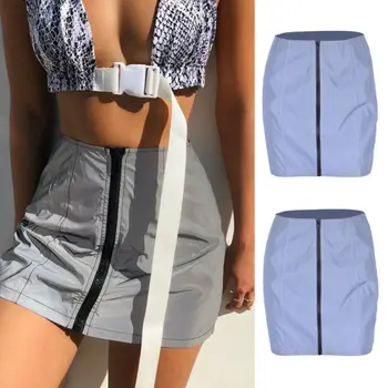 

Women PU Leather Skirts High Waist Slim Shiny Pencil Skirt Club Party Mini