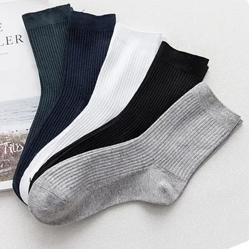 

1 Pairs High Quality Autumn Winter New Men's Double-needle Striped Cotton Tube Cotton Men's Socks Business Casual Socks