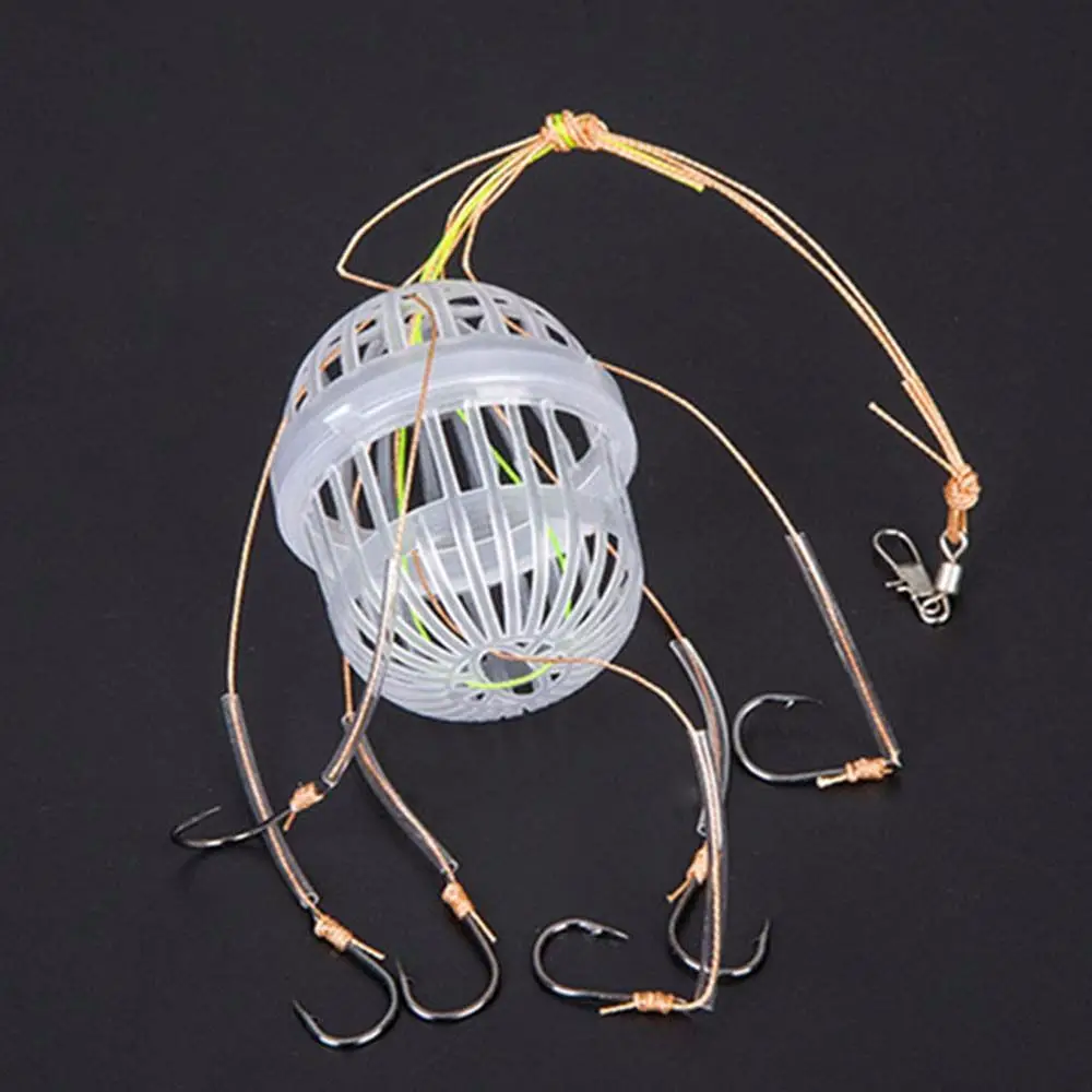 Steel Sea Box Hook Plastics Carp Spherical Fishhook Bait Feeder Cage