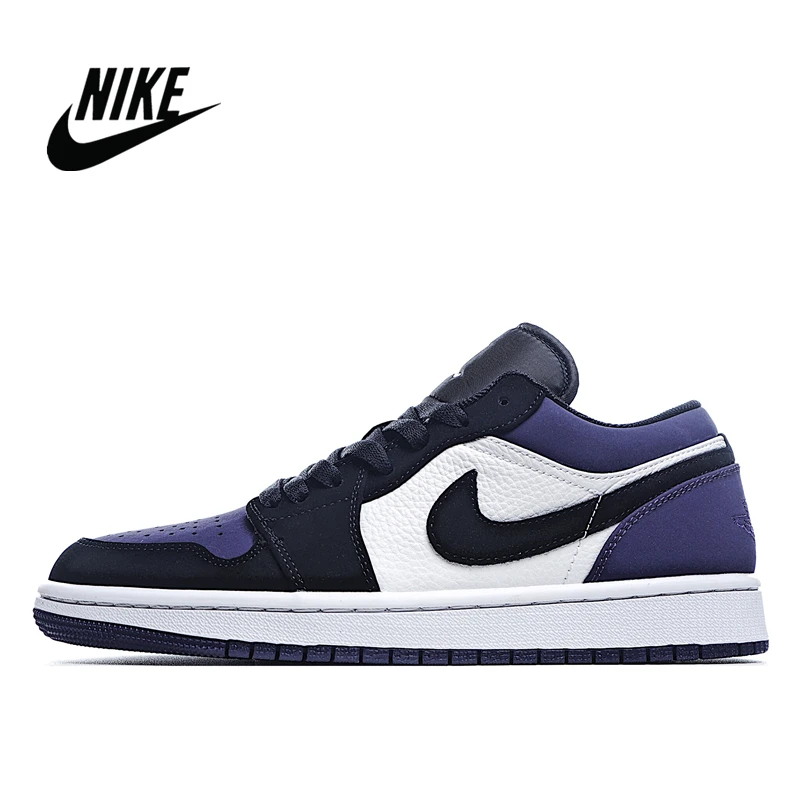 Nike Air Jordan 1 низкий корт Фиолетовый 553558-125 Мужская и женская Баскетбольная обувь