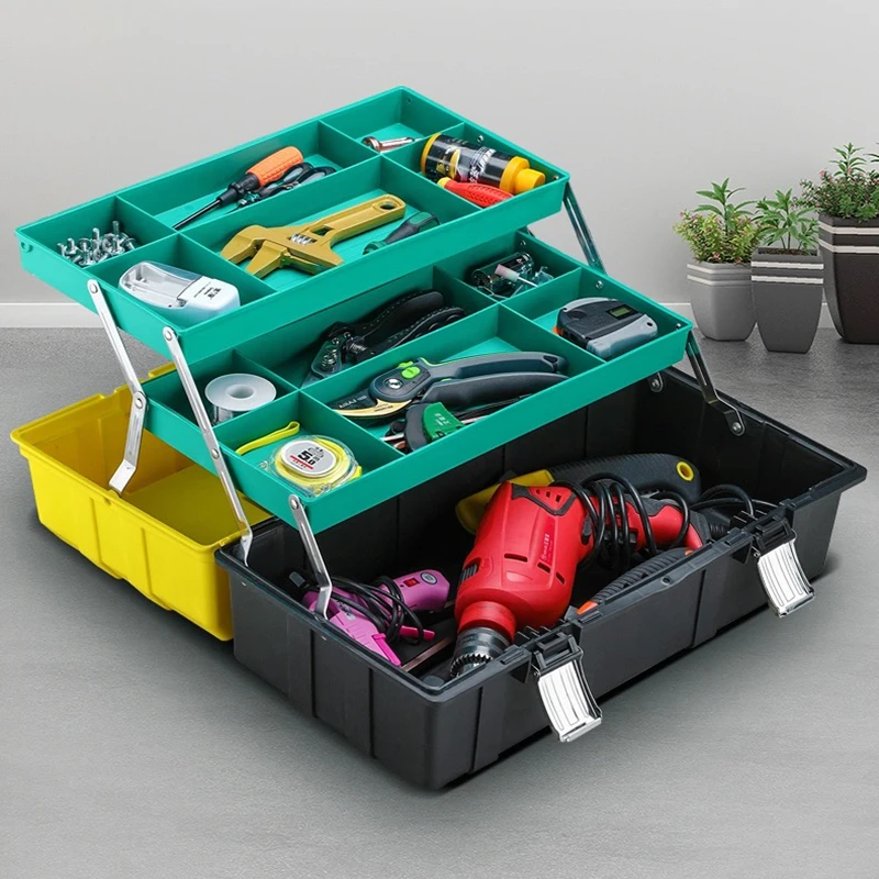 mini tool bag Household maintenance tools portable electrician box multi-function three-layer folding hardware tool box car storage box tool chest with tools