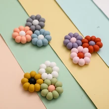 

Baby Gift Silicone Flowers Beads Teethers Wooden Rings Handmade Bracelet Pacifier Chain Clips Teething Baby Toys