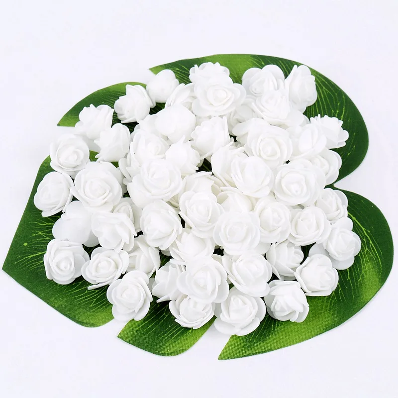 white 2,5 см, искусственные Искусственные цветы из пеноматериала, свадебные украшения для дома, сделай сам, Рождественский венок, скрапбукинг, подарок на день Святого Валентина, год - Цвет: white