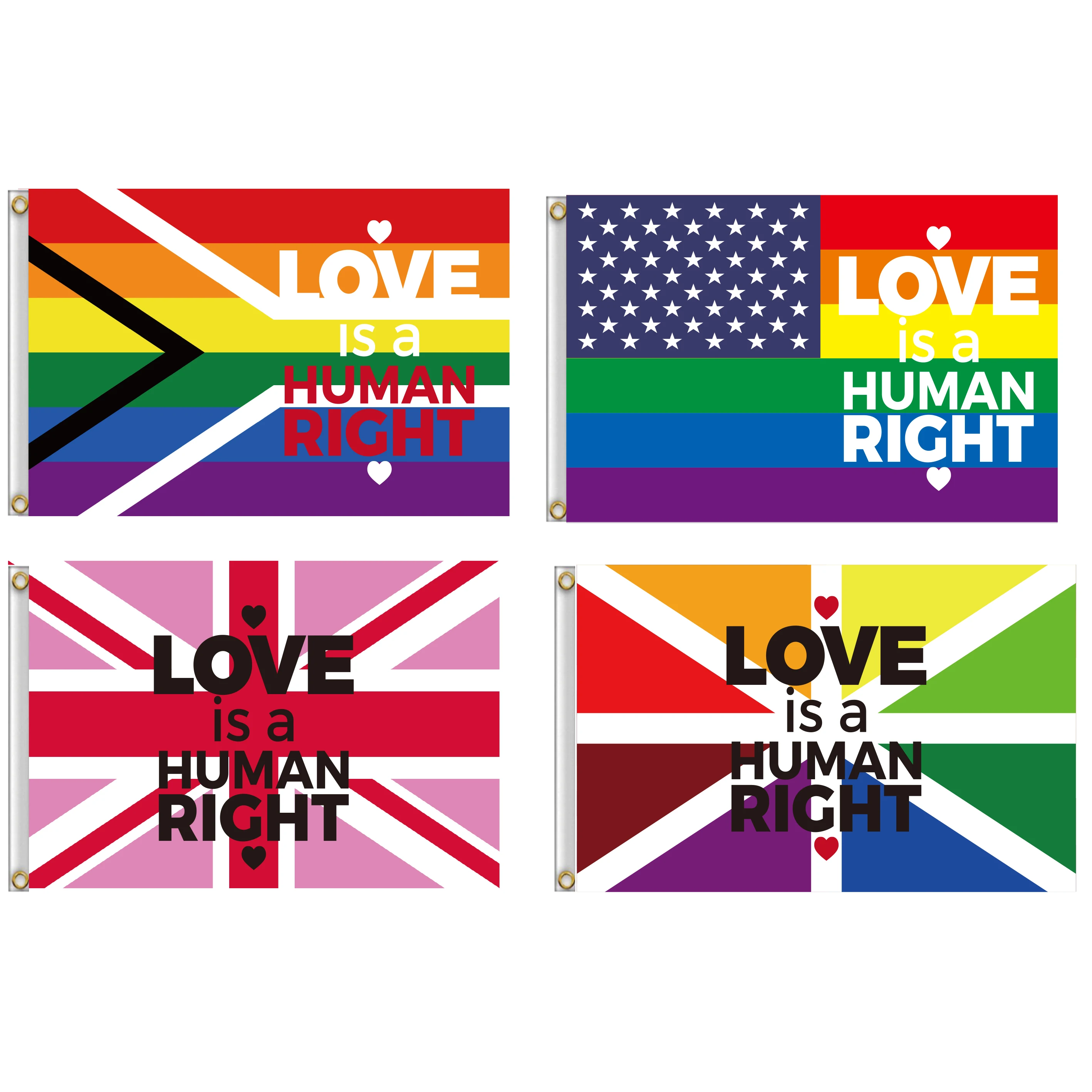 

Custom 3x5 ft homosexual LGBT Gay Pride Rainbow Flag LOVE IS HUMAN RIGHT For Decoration Flag with 2 air holes