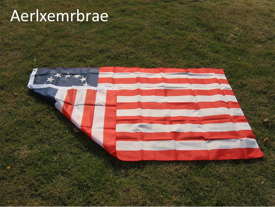 aerxemrbrae flag150x90см флаг США двухсторонний Печатный полиэстер 13 звезд США 1777 Американский Betsy Ross флаг