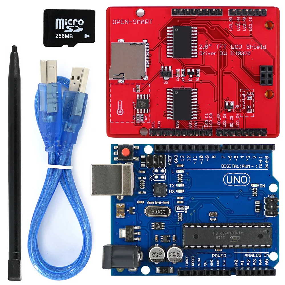 2,8 дюймовый TFT lcd Щит+ UNO R3 плата с tf-картой/стилусом/usb-кабелем для Arduino UNO/Mega2560/Leonardo