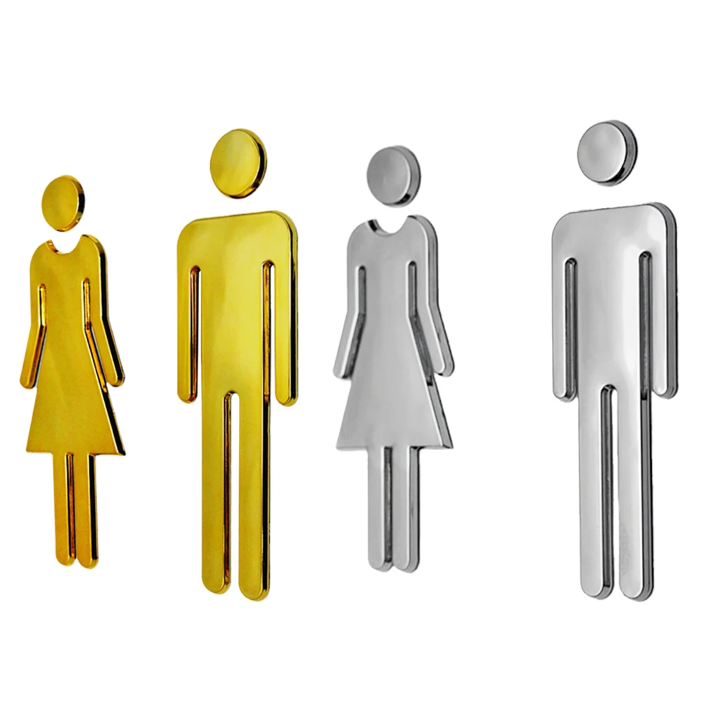 4Pcs Toilet/Loo/Bathroom/Restroom/WC Sings Door Wall Signage Plaque MAN & WOMAN Set