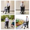 Walking chair can sit the elderly walking aid Aluminum alloy can push portable home walking aid with seat 3