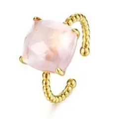 rose quartz ALLNOEL, натуральный драгоценный камень, кольцо для женщин, Сквайр, розовый кварц, зеленый агат, роскошное, хорошее ювелирное изделие, классический стиль, серебро, 925 ювелирное изделие - Цвет камня: rose quartz