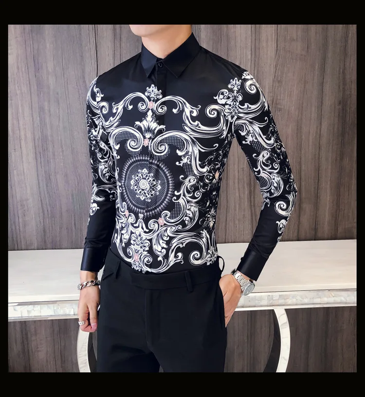 Новая Черная футболка Для мужчин Slim Fit с длинными рукавами Camisa Masculina Chemise Мужская, для общественных мест Для мужчин клуб нарядная рубашка брендовые рубашки для смокинга