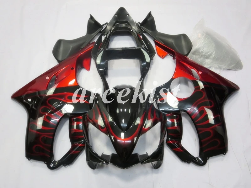 Литьевая Форма ABS Обтекатели комплект Подходит для HONDA CBR 600 F4i FS 01 02 03 CBR600 2001 2002 2003 тела набор желтый - Цвет: flame red