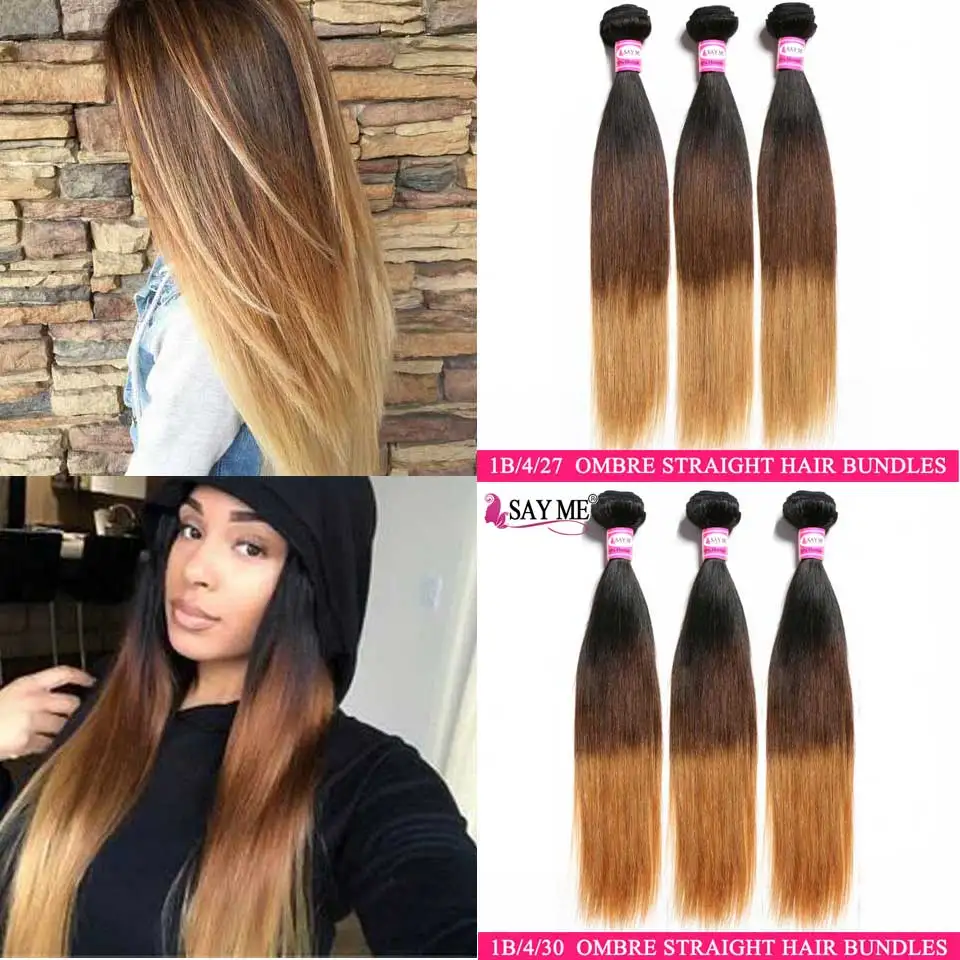 Lace Frontal Closure With Bundles Ombre Brazilian Human Hair Weave