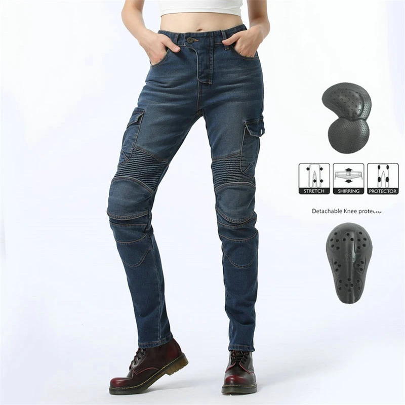 Pantalones para motocicleta para Jeans de cintura alta, color negro, verde, para motocicleta, novio, ocio, gran - AliExpress