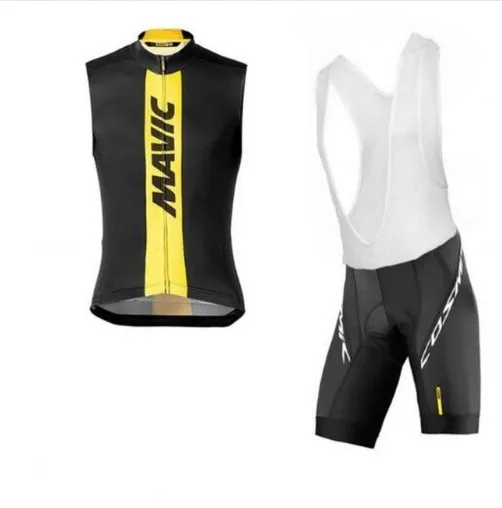 MAVIC Summer breathable Men Cycling Sleeveless Jersey Set MTB Bike Shirts Bib Shorts 16D Gel Pad suit Ropa Ciclismo Quick drying - Цвет: A-3