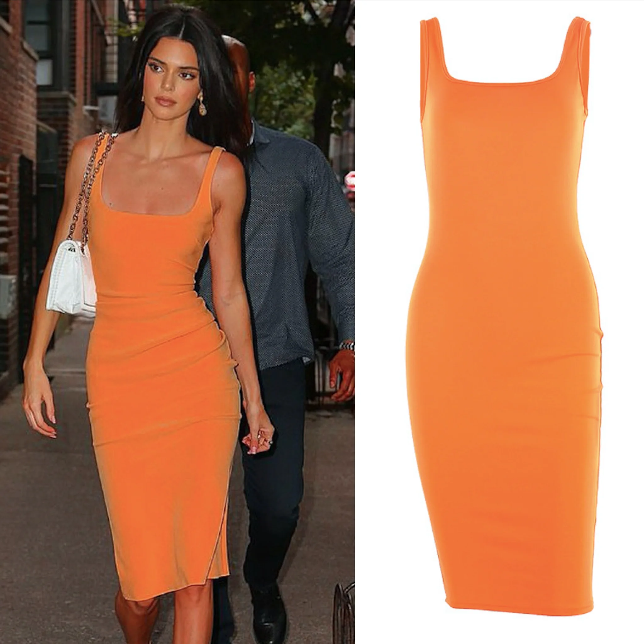 Новинка 2019 хит продаж повседневная одежда женское оранжевое платье с квадратным