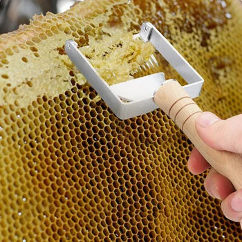 

Straight Needle Fork Wooden Handle Unsealed Fork For Beekeepers Bee Honey Cut Tools Wooden Handle