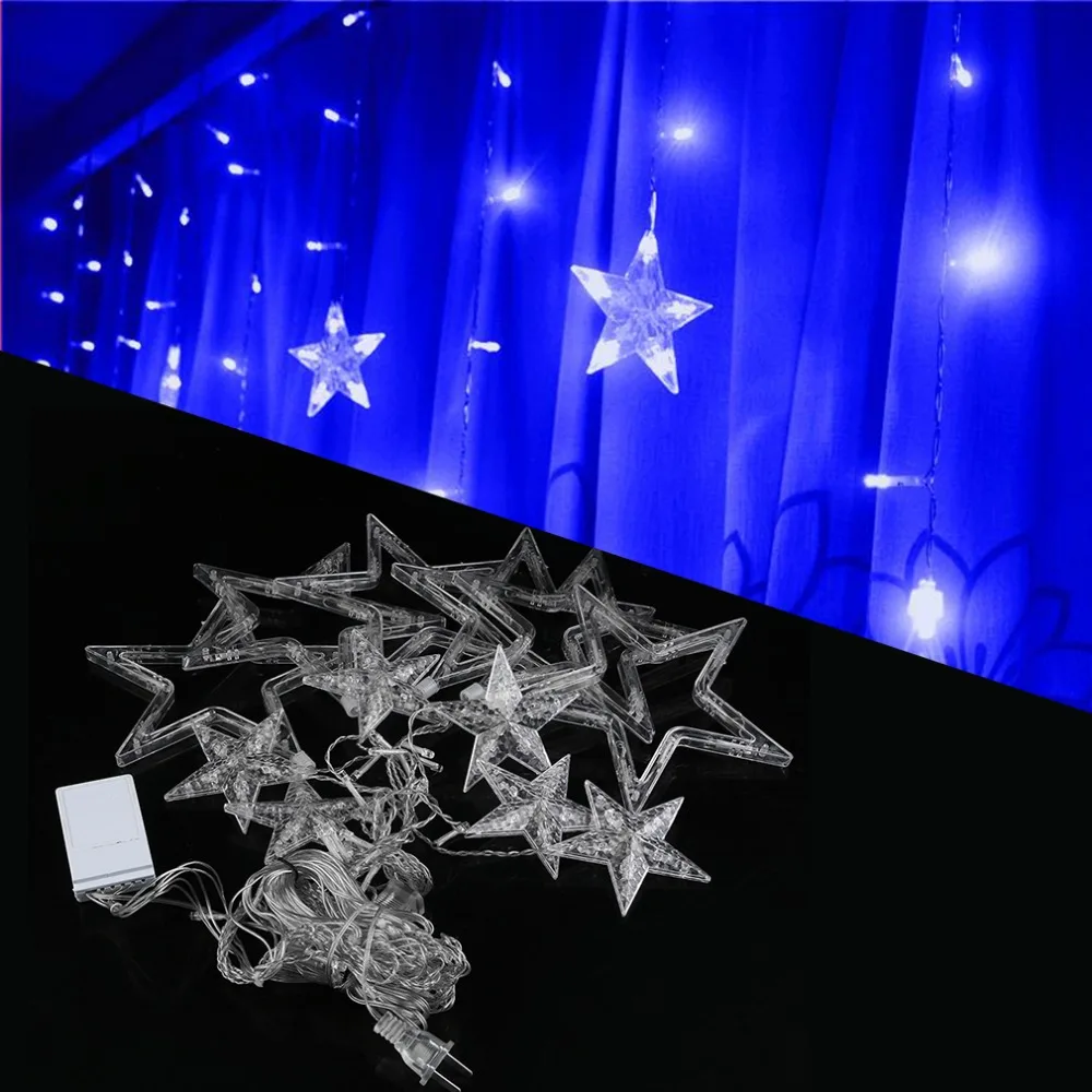 PVC Bulbs Globes Balls Five Pointed Star Fairy String Lights LED Lamps Christmas Party Decoration 220V LED Star Curtain Light