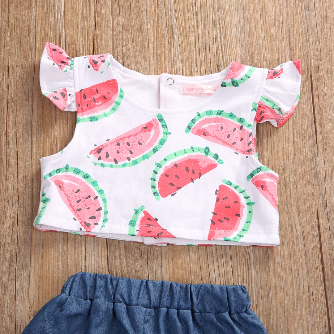 Лето 2020 комплект одежды для младенцев с фруктовым принтом крутая Одежда