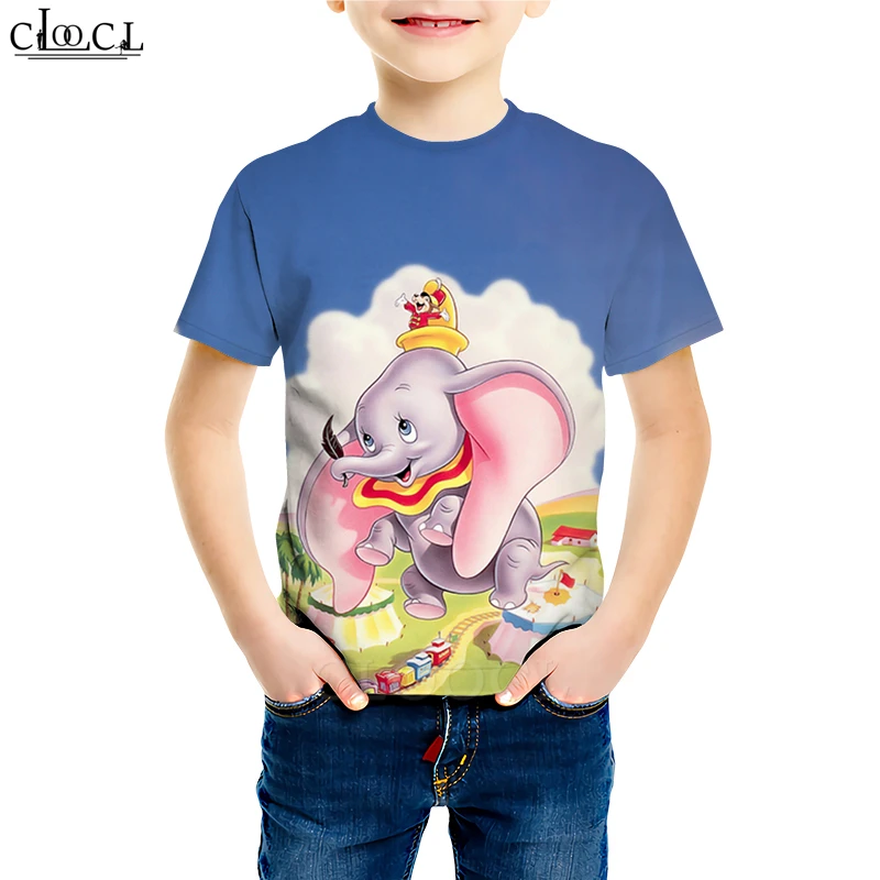 Футболка Dumbo, футболки для всей семьи с 3D принтом, милые Simba с героями мультфильмов, футболки для маленьких мальчиков и девочек с коротким рукавом для детей, Повседневные детские топы, M206