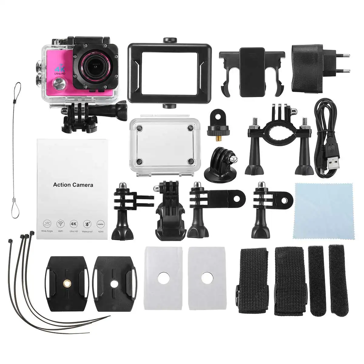Новое поступление, Ультра HD 4K экшн-камера, 30 м, водонепроницаемая, 2,0 'экран, 1080 p, Спортивная камера для go extreme pro cam - Цвет: Розовый цвет