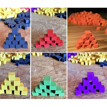 

100 Pieces Multicolor Wooden Cubes Square Blocks Crafts Decoration