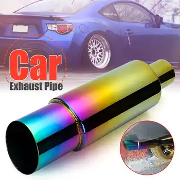 

56mm-87mm Car Racing Muffler Pipe Exhaust Pipe Neon Exhaust Tip Tail Tube Stainless Steel Universal For Honda/VW/Toyota