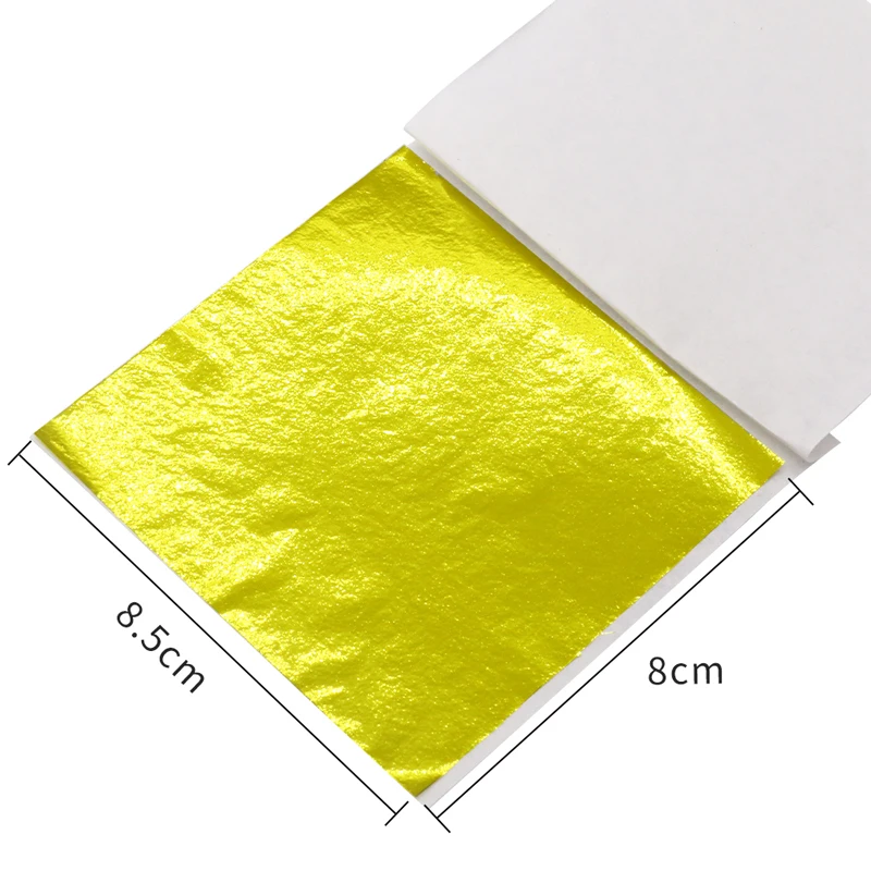 Yellow 10 шт., листы из искусственного золотого листа, бумага из фольги, позолота для художественных работ, статуя, украшение для ногтей, цветная бумага из золотого листа, фольга 8X8,5 см - Color: Yellow