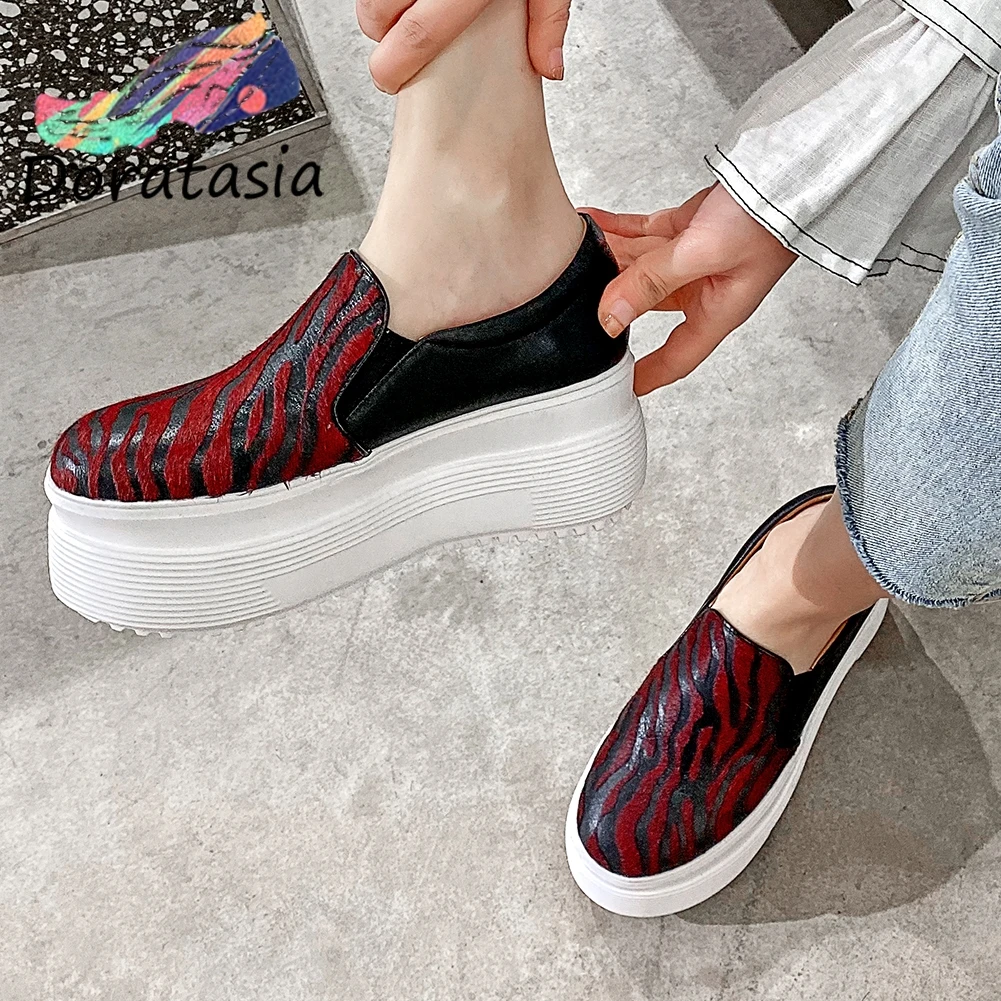 

DORATASIA 2020 New Spring Girl Comfort Genuine Leather Loafers Fashion Patchwork Flats Women mixed-color Platform Shoes Woman
