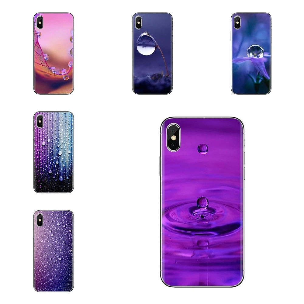 Чехол для телефона синий и фиолетовый капли дождя iPhone XS Max XR X 4 4s 5 5S 5C SE 6 6S 7 8 Plus samsung