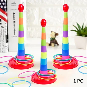 

Ring Toss Plastic Ring Toss Garden Game Pool Toy Outdoor Fun Set for Speed and Agility Practice Games Carnival Toss Ring Game