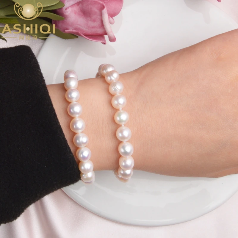 Pulseras de naturales de agua dulce para mujer, brazaletes con perlas blancas moda clásica, regalo de joyería|Pulseras brazaletes| - AliExpress