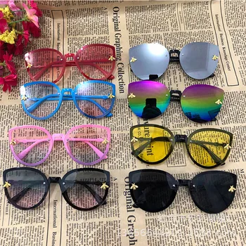 

Cute Little Bee Children Sunglasses Brand 2020 Kids Girls Boys Toddler Sun Glasses Yellow Pink Cat Eye Oculos De Sol Infantil