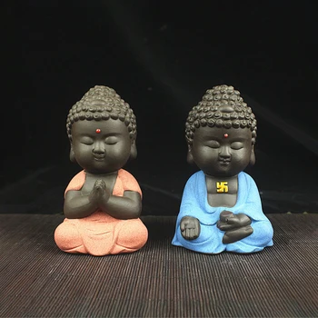 

Chinese Buddha Statue Small Monk Figurine Zen Teapot Purple Clay Ceramic Craft Decorative Ornaments Home Decoration Toy Cute