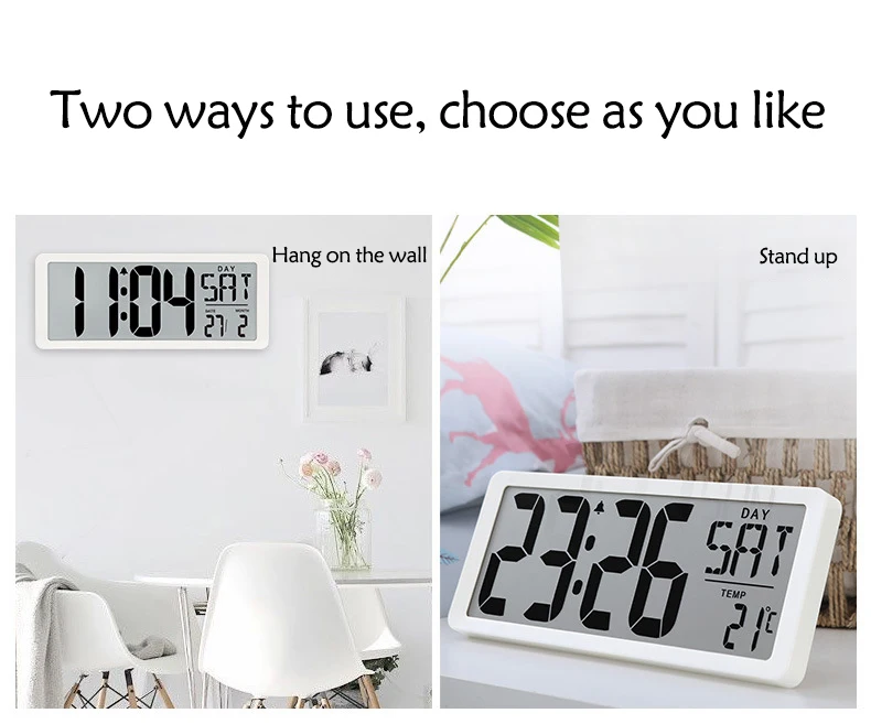 LED Digital Wall Clock Large Number Time Display Alarm Clocks with Date Temperature Table Watch Electronic Clock Horloge Murale