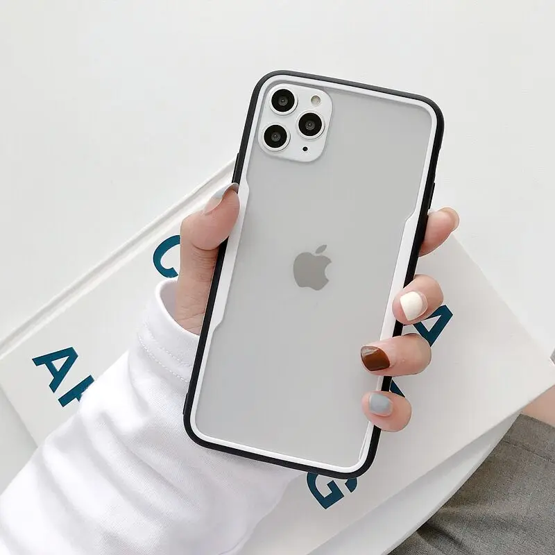 Противоударный цветной бампер Прозрачный чехол для телефона для iPhone 11Pro Max XR XS Max 8 7 6 6S Plus жесткий прозрачный чехол для iPhone 11 - Цвет: T1