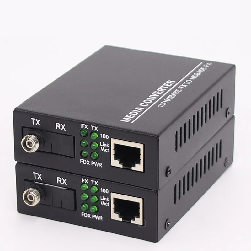 1 Pair FC port 10/100M Fiber Optic Transceiver 1 Fiber port RJ45 Ethernet ports Single-Mode Optical Media Converter
